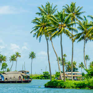 Houseboat on Kerala backwaters, in Alleppey, Kerala, India